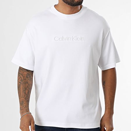 Calvin Klein - Tee Shirt Oversize Large Red Fashion Logo 206G White