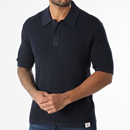 Calvin Klein - Polo a maniche corte in maglia 306G blu navy