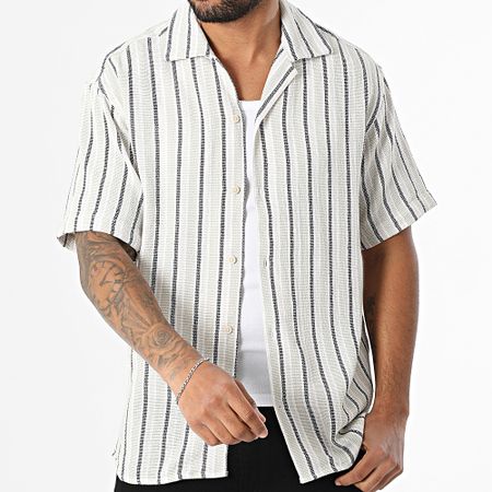 Jack And Jones - Camicia a maniche corte Coba Stripe Resort Beige Verde chiaro