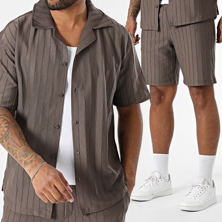 Mackten - Set camicia a maniche corte e pantaloncini da jogging 131 grigio antracite