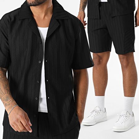 Mackten - Set camicia a maniche corte e pantaloncini da jogging 131 nero