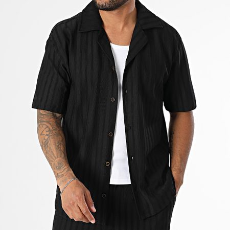 Mackten - Set camicia a maniche corte e pantaloni a righe 139 nero