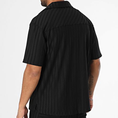 Mackten - Set camicia a maniche corte e pantaloni a righe 139 nero