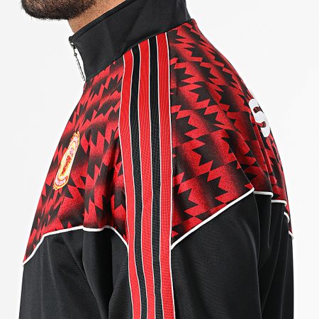 Adidas Sportswear - Giacca con zip a righe del Manchester United JF0373 Nero Rosso