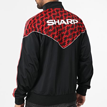 Adidas Sportswear - Giacca con zip a righe del Manchester United JF0373 Nero Rosso