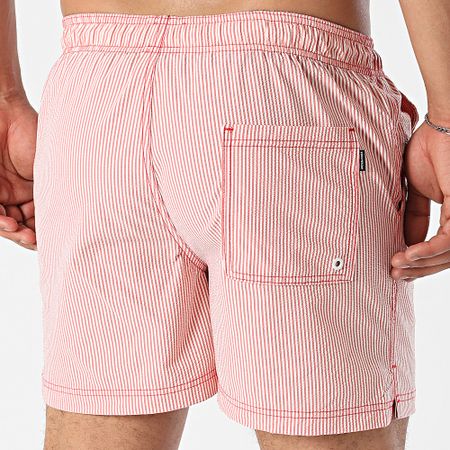 Jack And Jones - Pantaloncini da bagno Maui a righe rosso bianco