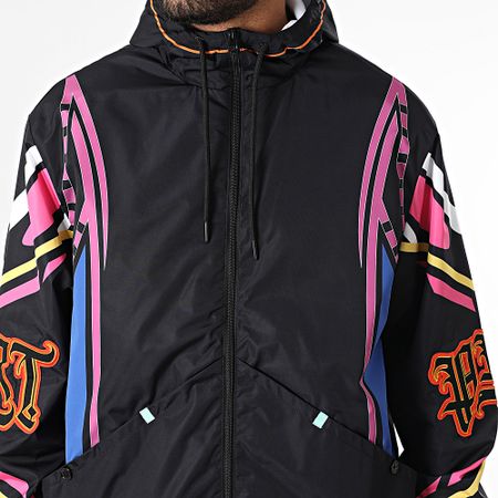 PRT - Set giacca con cappuccio e pantaloni cargo Rebel nero con zip