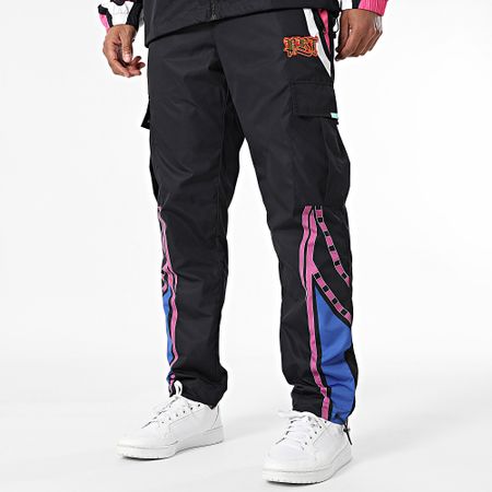 PRT - Set giacca con cappuccio e pantaloni cargo Rebel nero con zip