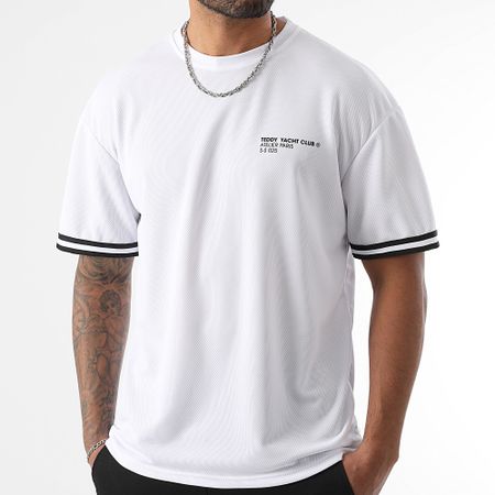 Teddy Yacht Club - Maglietta Baseball Large Fat Outline Bianco Nero