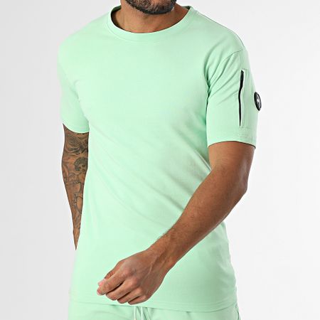 Black Industry - Set composto da t-shirt oversize e pantaloncini da jogging verde chiaro