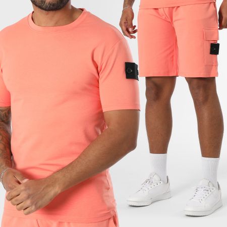 Black Industry - 009 Set di maglietta e pantaloncini da jogging con salmone