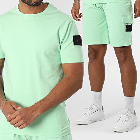 Black Industry - Set di maglietta e pantaloncini da jogging 009 verde chiaro