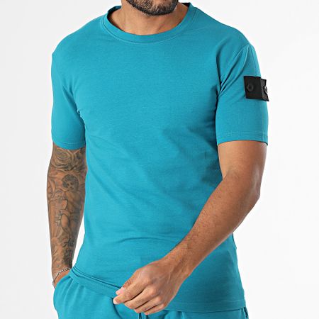 Black Industry - Set di maglietta e pantaloncini da jogging blu petrolio 009