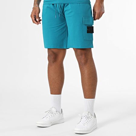 Black Industry - Set di maglietta e pantaloncini da jogging blu petrolio 009