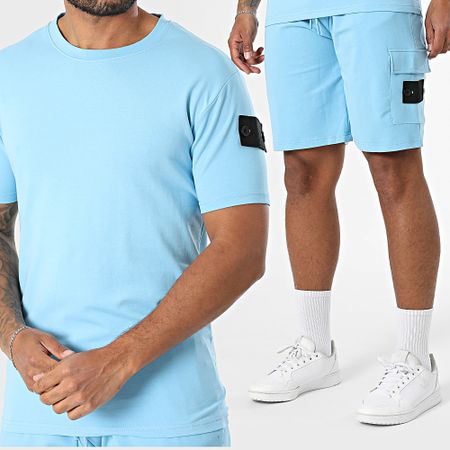 Black Industry - Set di maglietta e pantaloncini da jogging 009 Azzurro