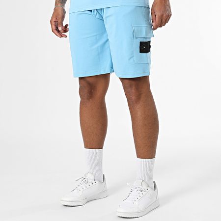 Black Industry - Set di maglietta e pantaloncini da jogging 009 Azzurro