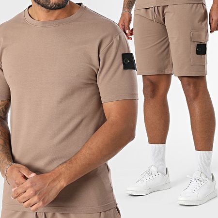Black Industry - Set di maglietta e pantaloncini da jogging 009 Brown