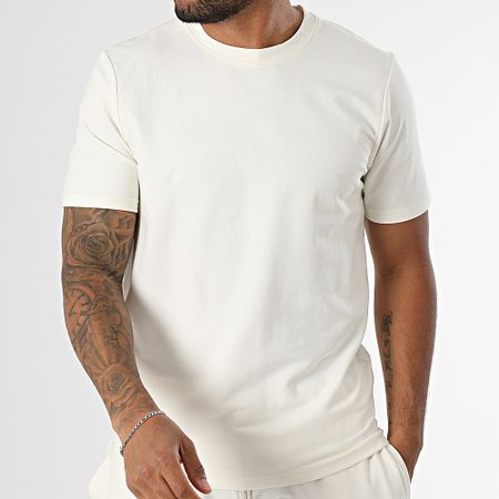 Black Industry - Set composto da t-shirt oversize e pantaloncini da jogging beige chiaro