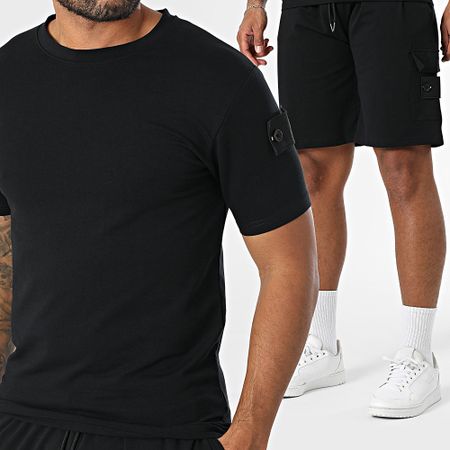 Black Industry - 009 Set di maglietta nera e pantaloncini da jogging
