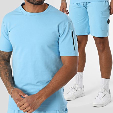 Black Industry - Set composto da maglietta oversize e pantaloncini da jogging blu chiaro