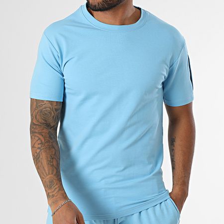 Black Industry - Set composto da maglietta oversize e pantaloncini da jogging blu chiaro