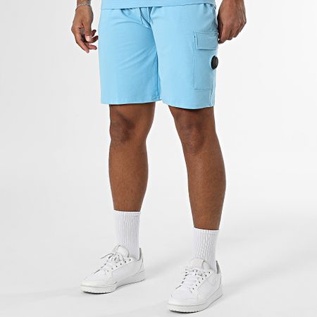 Black Industry - Set composto da maglietta oversize e pantaloncini da jogging blu chiaro