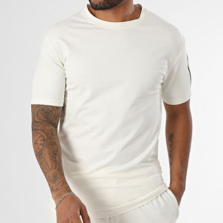 Black Industry - Set composto da t-shirt oversize e pantaloncini da jogging beige chiaro