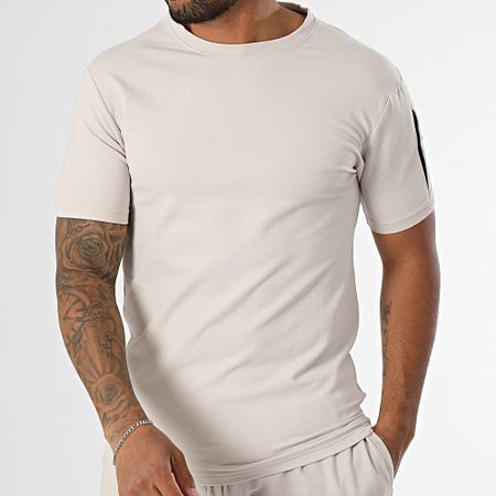 Black Industry - Set di maglietta oversize e pantaloncini da jogging beige