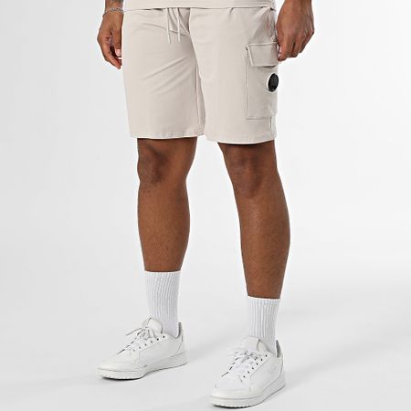 Black Industry - Set di maglietta oversize e pantaloncini da jogging beige