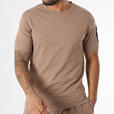 Black Industry - Set di maglietta oversize e pantaloncini da jogging marroni