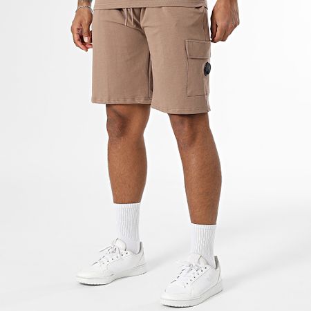 Black Industry - Set di maglietta oversize e pantaloncini da jogging marroni