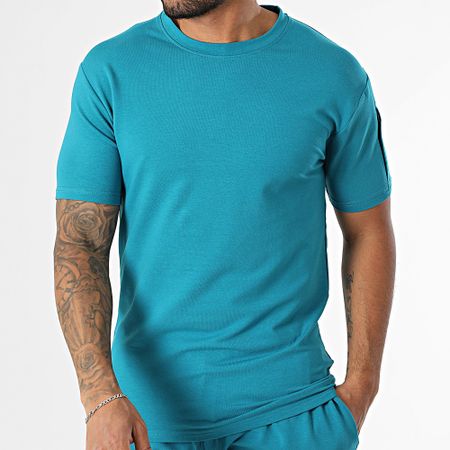 Black Industry - Set di maglietta oversize e pantaloncini da jogging blu petrolio