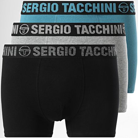 Sergio Tacchini - Set di 3 boxer 92893330 Nero Grigio Heather Blu Petrolio