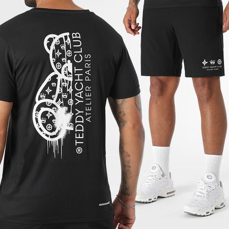 Teddy Yacht Club - Set maglia e pantaloncini da jogging bianco nero Tech Atelier Paris