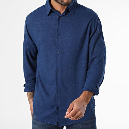 Classic Series - Camicia a maniche lunghe Lino blu navy