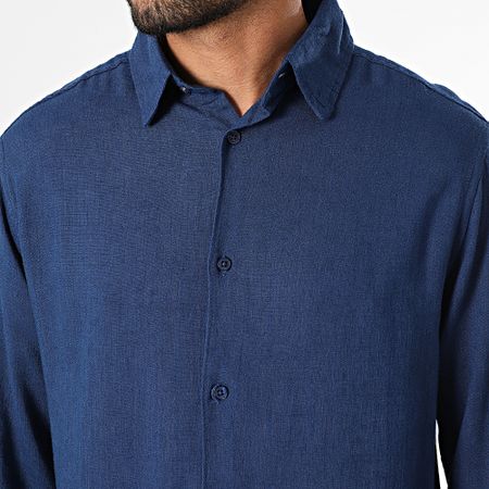 Classic Series - Camicia a maniche lunghe Lino blu navy