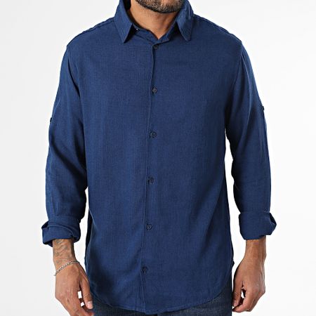 Classic Series - Camicia a maniche lunghe Lino blu navy
