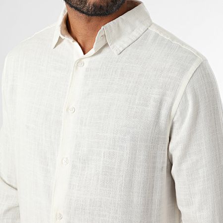Classic Series - Camicia a maniche lunghe in lino beige chiaro
