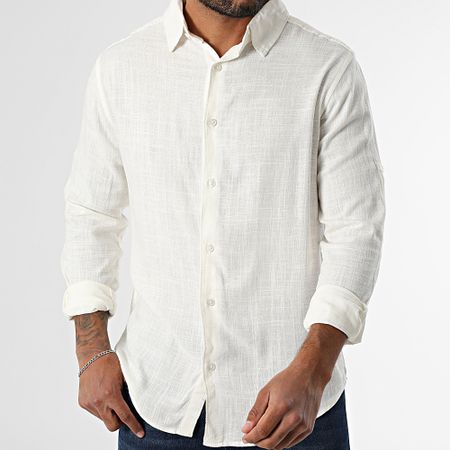 Classic Series - Camicia a maniche lunghe in lino beige chiaro