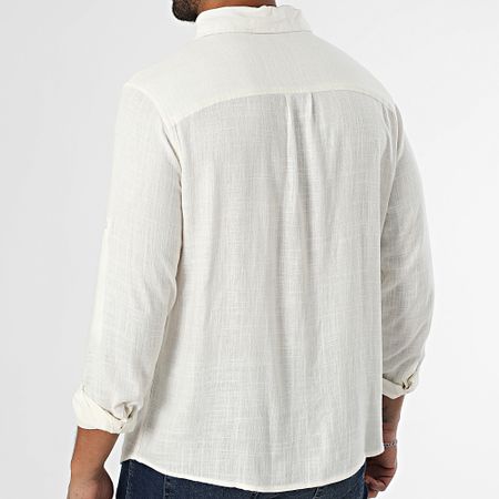 Classic Series - Camicia a maniche lunghe in lino beige chiaro