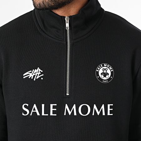 Sale Môme Paris - Felpa FC Teddy Bear con collo a zip, bianco e nero