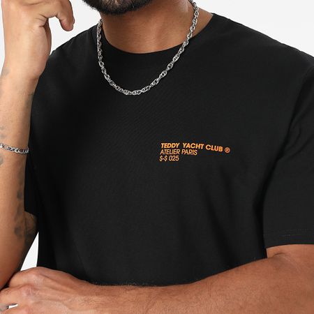 Teddy Yacht Club - Ensemble Tee Shirt Et Short Jogging Fat Outline Noir Orange