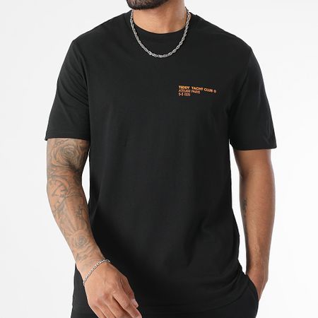 Teddy Yacht Club - Ensemble Tee Shirt Et Short Jogging Fat Outline Noir Orange