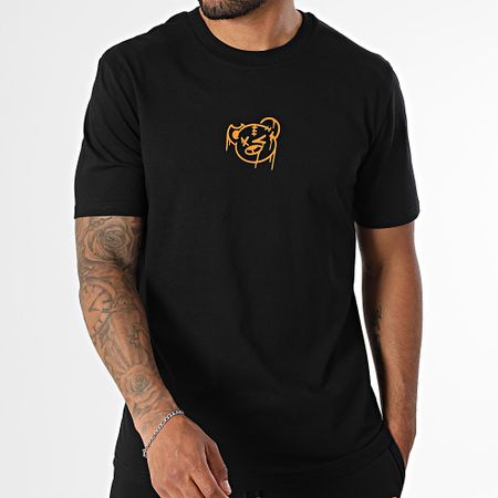 Sale Môme Paris - Set di maglietta e pantaloncini da jogging nero arancione con graffiti gocciolanti