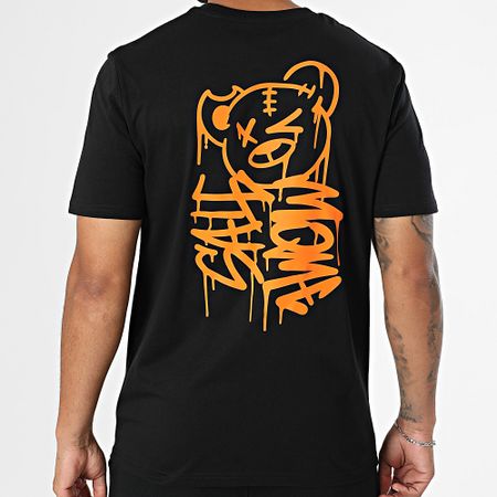 Sale Môme Paris - Set di maglietta e pantaloncini da jogging nero arancione con graffiti gocciolanti