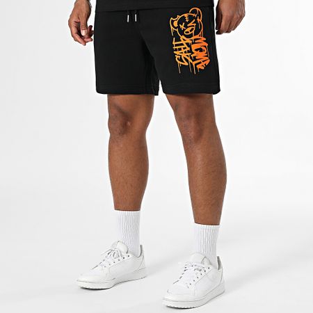 Sale Môme Paris - Set di maglietta e pantaloncini da jogging nero arancione con graffiti gocciolanti