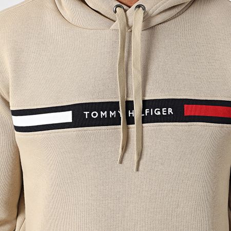 Tommy Hilfiger - Hilfiger Felpa con cappuccio con inserto sul petto 7361 Beige
