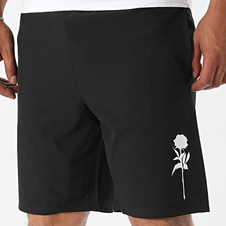 Luxury Lovers - Pantaloncini da jogging Tech Roses Nero Bianco