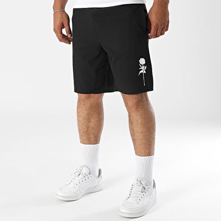 Luxury Lovers - Pantaloncini da jogging Tech Roses Nero Bianco