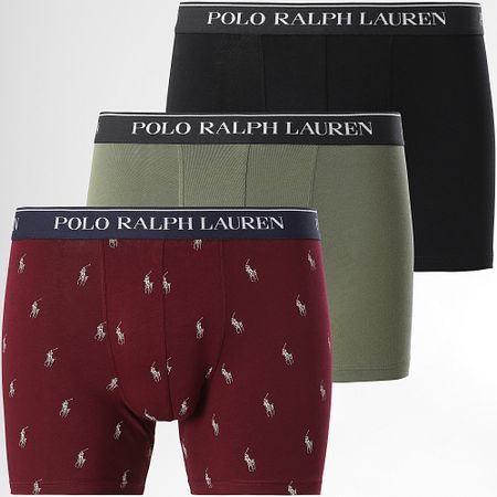 Polo Ralph Lauren - Set di 3 boxer nero verde cachi arancione